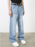 Men Wide Leg Jeans Baggy Fit Y2K Vintage Wash Denim Pants