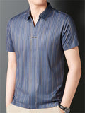 Summer Men's Stripe Short Sleeve Lapel Polo Shirts