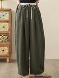 Summer Solid Color High Waist Loose Straight Pants for Women
