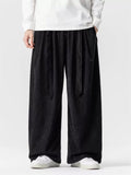 Men's Simple Japanese Style Corduroy Wide Leg Pants with Belt