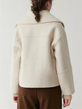 Ladies' Elegant Solid Color Lapel Waist Length Woolen Coats