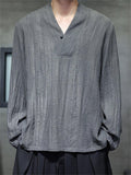 Retro Oriental Style Long Sleeve V-Neck Tang Suit Shirt For men