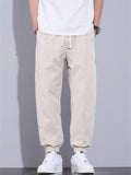 Men Cotton Blend Streetwear Loose Fit Elastic Baggy Jogger Pants