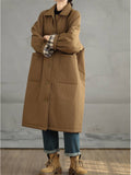 Winter Mid Length Long Sleeve Pockets Coat for Women