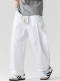 Men's Casual Simple Solid Color Drawstring Wide Leg Straight Pants