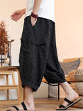 Men's Japanese Style Tiered Baggy Capris Harem Pants