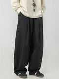 Men's Retro Solid Color Drawstring Wide Leg Scimitar Cargo Pants