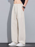Mens Drawstring Loose Wide Leg Lyocell Summer Pants