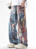 Men's Streetwear Oil Painting Print Loose Fit Wide Leg Pants