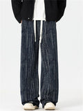 Ens Baggy Wide Leg Textured Stripe Streetwear Casual Pants