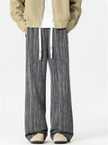Ens Baggy Wide Leg Textured Stripe Streetwear Casual Pants