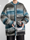 Men's Autumn Contrast Color Lazy Style Loose Cardigan Sweater