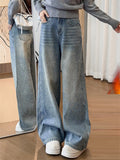 Women's Spring Rhinestone Glitter Wide Leg Flare Denim Pants