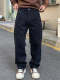 Men's American Style Vintage Jacquard Regular Fit Straight Leg Jeans