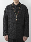 Men's Chinese Style Feather Jacquard Stand Collar Shirts