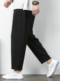 Men's Plus Size Summer Retro Solid Color Drawstring Pants