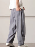 Mens Summer Linen Cotton Loose Fit Baggy Drawstring Pants