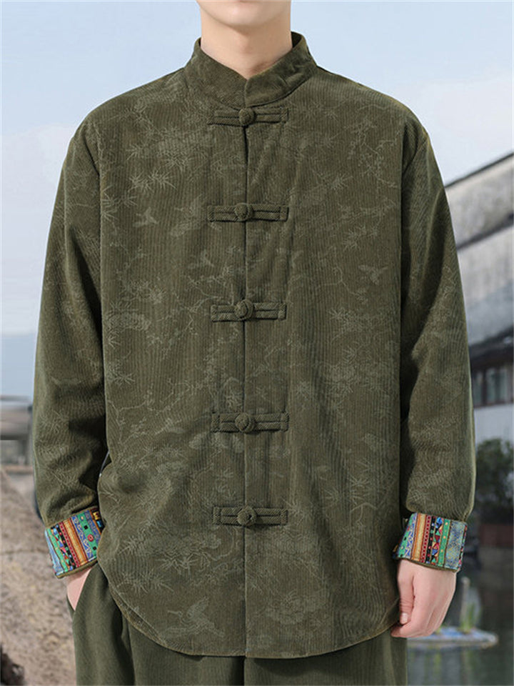 Men's Retro Chinese Style Corduroy Jacquard Tangsuit Jackets