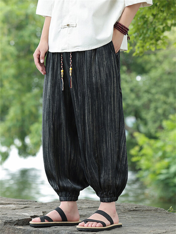 Men's Trendy Black Stripe Cropped Jogger Pants