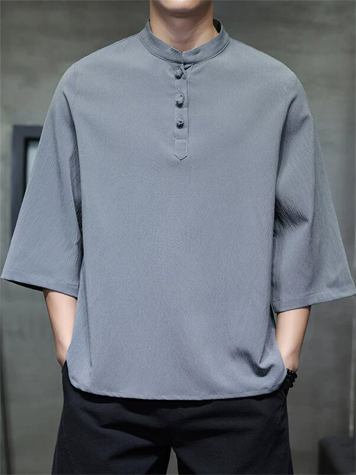 Men's Chinese Style Half Sleeve Kung Fu Zen Yoga Meditation Shirts