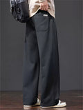 ‌Men's Autumn Winter Cotton Blend Loose Fit Pleated Straight Leg Casual Pants