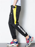 Mens Color Block Joggers Side Stripe Graphic Pants