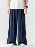 Summer Men's Comfy Solid Color Linen Wide Leg Pants