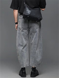Japanese Style Retro Cotton Scimitar Cropped Jeans for Men