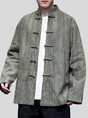 Chinese Style Knot Button Cozy Kung Fu Jacket for Men