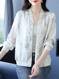 Chinese Style Women's Bamboo Hanzi Print Long Sleeve Jacket