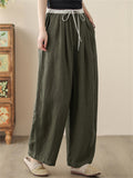 Summer Solid Color High Waist Loose Straight Pants for Women