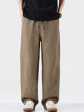 Men's Japanese Style Loose Fit Casual Cotton Linen Wide Leg Pants