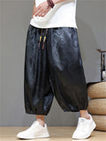 Men's Cool Casual Loong Print Wide Leg Cropped Pants