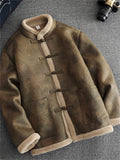 Men's Winter Thicken Chinese Style Printed Frog Button Tangsuit Coats