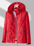 Women's Autumn Printed Windproof Water-repellent Hooded Outdoor Jackets