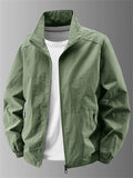 ‌Men's Lightweight Stand Collar Zipper Jacket with Pockets Casual Wear