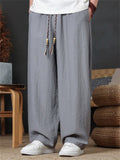 Men's Casual Loose Fit Pants with Tassels Summer Breathable Comfortable