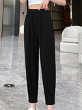 Women's Casual Ick Silk High Waisted Cropped Pants