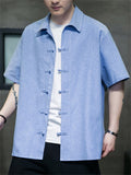 Men's Summer Casual Lapel Button Up Short Sleeve Shirts