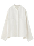 Female Spring Autumn Solid Color Vintage Linen Shirts