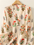 Women's Summer Printed Holiday Style Long Sleeve V Neck Shirts