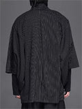 Japanese Style Black Stripe 3/4 Sleeve Cardigan for Men