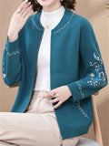 Women's Round Neck Knit Cardigan Sweater Jacket