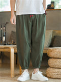 Men's Casual Breathable Linen Blend Loose Cuffed Cropped Pants