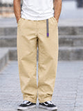Men Japanese Style Baggy Pants Loose Fit Straight Leg Trousers