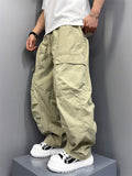 Men Baggy Drawstring Wide Leg Loose Fit Outdoor Cargo Pants