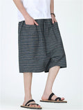 Men's Summer Striped Drawstring Drop Crotch Short Pants