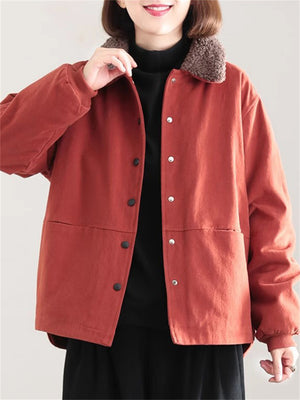 Casual Fleece Thickened Lapel Jackets for Women