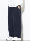 Men's Simple Japanese Style Retro Solid Color Wide Leg Pants