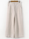 Women's 100% Linen Simple Cozy Straight-Leg Casual Pants